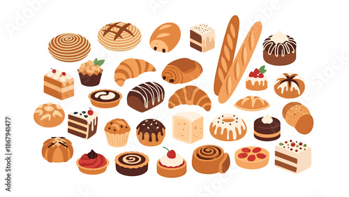 Assortment of Baked Goods and Pastries Collection