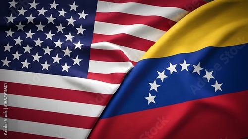 A striking image showcases the flags of the united states and venezuela positioned closely together symbolizing potential diplomatic or political relations