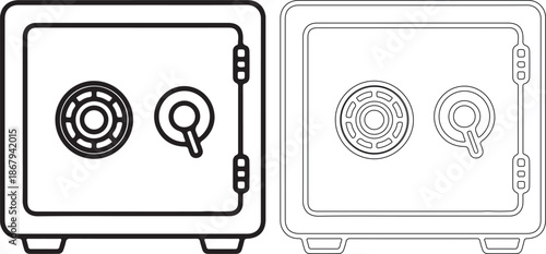 Black and white safe with combination lock