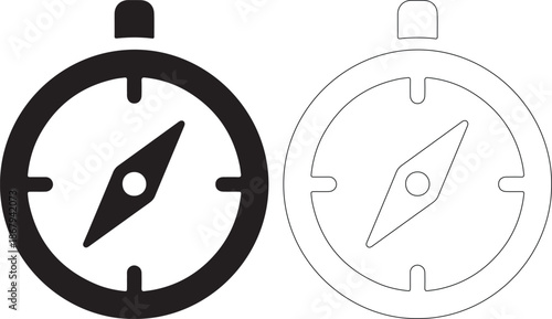 Compass with needle and direction indicator