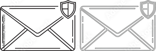 Secure envelope icons with shield