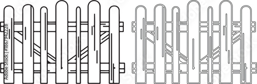 Fence icons in black and white