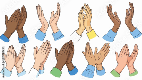 Multiple Diverse Hands Clapping Together in Applause.