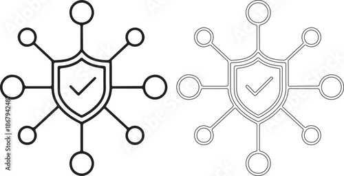 Shield with checkmark and network connections