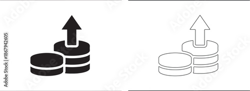 Black and white icons of disk and arrow pointing up