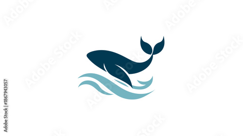 Stylized whale illustration with ocean waves perfect for graphic design use