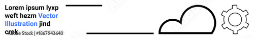 Cloud outline next to gear, symbolizing digital technology, cloud-based services, and innovation. Ideal for technology, cloud computing, software development, innovation, automation IT services