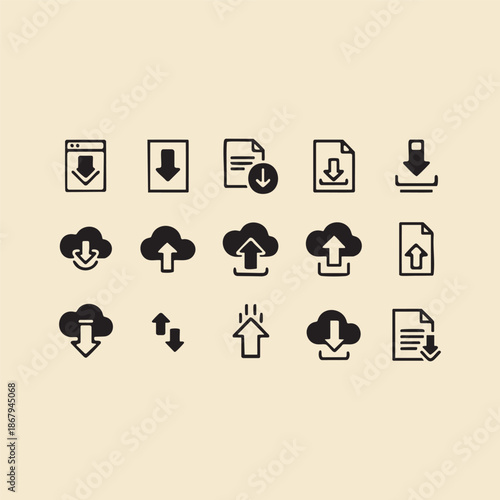 download icon, download arrow, file download, cloud download, download from cloud, download from device, cloud upload, file upload, upload arrow, upload to cloud, cloud storage, cloud sync,.eps
