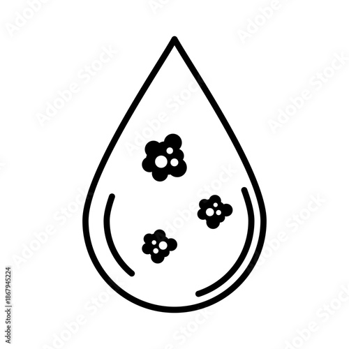 Leukemia Blood Cancer Line Icon, Drop with Abnormal Cells Symbol, Hematology Disease and Medical Diagnosis Vector Illustration