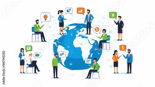 Global Business Team Collaboration and Communication Around the World.