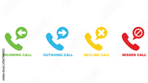 Colorful phone call icons for communication