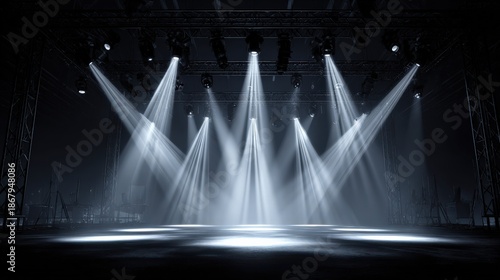 Wallpaper Mural Realistic Indoor Theater Stage with Converging Spotlights Torontodigital.ca