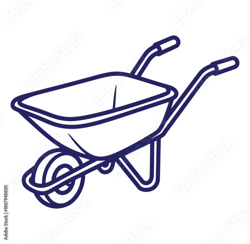 Outline illustration of a wheelbarrow perfect for gardening landscaping and construction