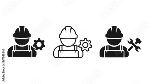 Workers with tools and gears in industrial setting
