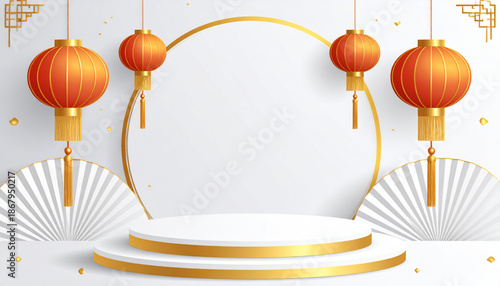 Corporate style Chinese New Year banner with firefly, minimal layout, and white background