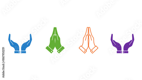 Praying hands in different colors and styles