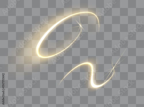 Abstract Light Spiral with Glowing Golden Lines, Dynamic Circular Movement, Twisting Energy Vortex, Glittering Shine