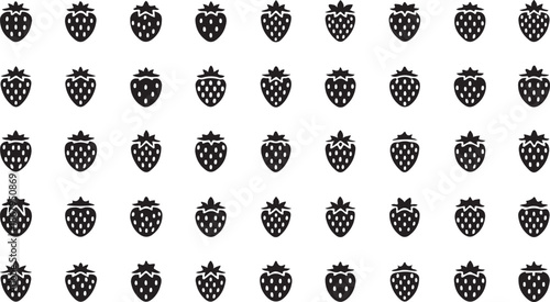Black and white strawberries arranged in a grid pattern