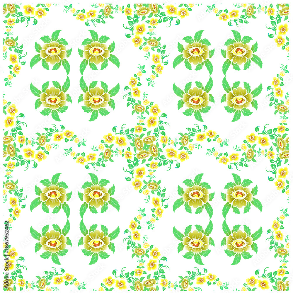 Obraz premium ລວດລາຍດອກໄມ້ສີເຫຼືອງທີ່ບໍ່ມີຮອຍຕໍ່