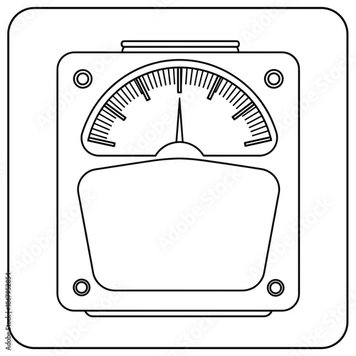 Analog Bathroom Weight Scale Line Art Vector Illustration
