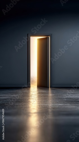 Open door with light emerging illuminated doorway suggesting opportunity warmth and new beginnings a welcoming entrance