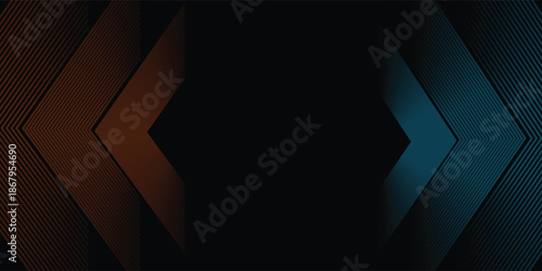 3D orange blue techno abstract background overlap layer on dark space with glowing lines decoration. Modern graphic design element future style concept for banner, flyer, card, or brochure cover