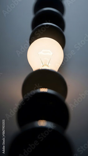 Light Bulb Along Row of Bulbs