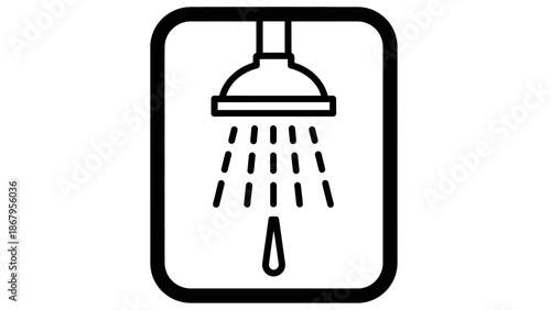 Modern shower icon with water droplets