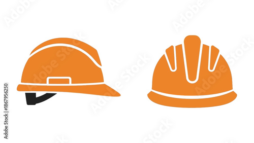 Orange hard hats for construction and safety