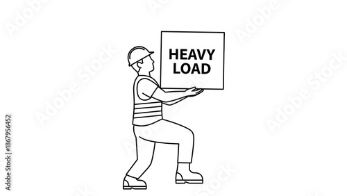 Man lifting heavy load with effort and concentration