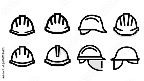 Collection of modern safety helmets in various styles