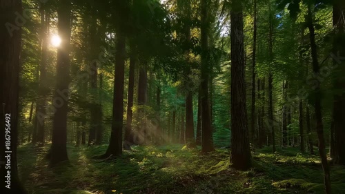 Quiet Deep Green Forest with Soft Shadows