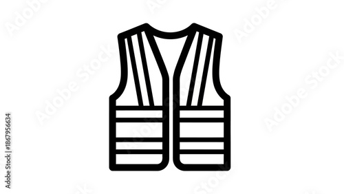 Black and white vector graphic illustration of a safety vest design