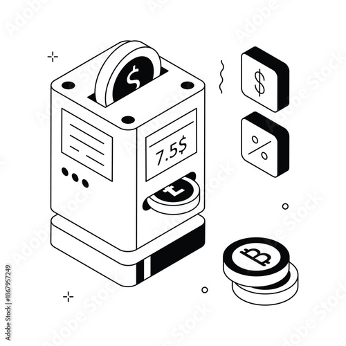 Modern isometric illustration representing digital payment system