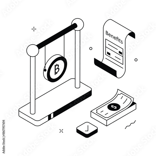 An amazing isometric illustration showing crypto benefits