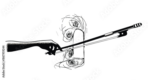 Expressive hand plays violin, creating abstract emotional sound waves