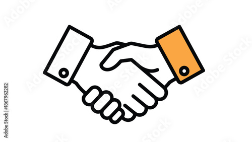 A simple and clean line icon illustration of a handshake, symbolizing a successful business agreement, partnership, or greeting.