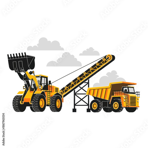 Valokuva Heavy Machinery Vehicles Construction Equipment Illustration.