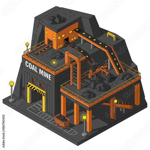 Coal Mine Industrial Facility 3D Model.
