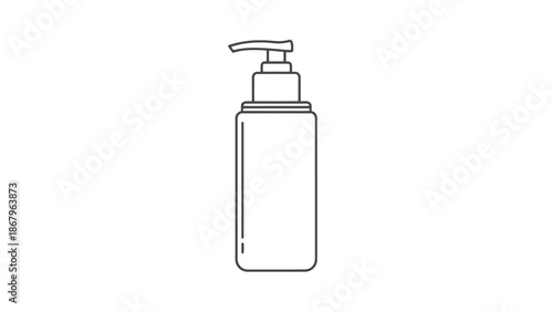 Dispenser Bottle Line Art Skincare Product Container Icon Cosmetic Packaging Symbol
