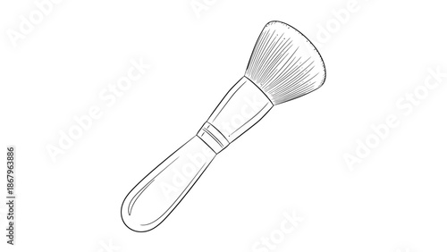 Cosmetic Powder Brush Line Art
