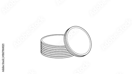 Stack of Blank Circular Tokens or Coins Finance and Banking Concept