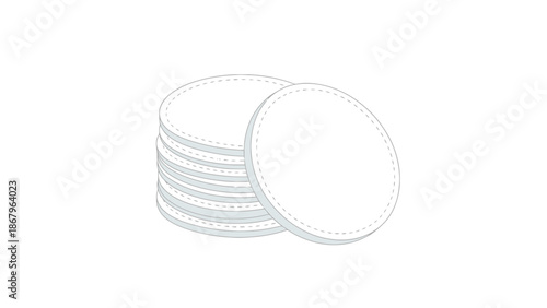 Stack of Round White Cotton Pads for Skincare and Cosmetics