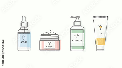 Collection of Skin Care Product Containers for Daily Rituals