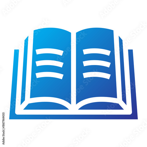 Gradient style icon of an open book