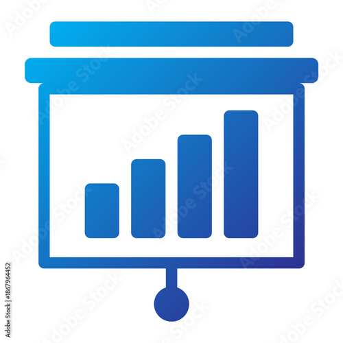 Gradient style icon of a presentation chart board
