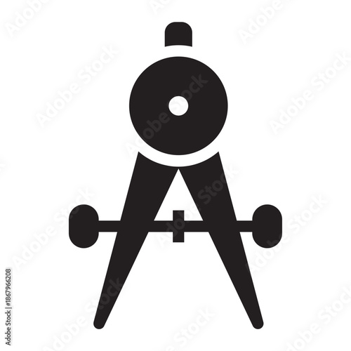 Solid glyph icon of a drafting compass