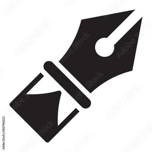 Solid glyph icon of a fountain pen nib