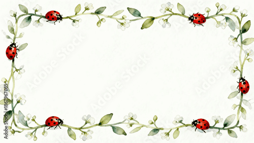 Soft Dream Canvas Ladybug Frame isolated watercolor vector illustration svg