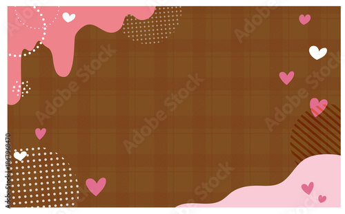 ミルクチョコとストロベリーのバレンタインハート背景イラスト素材